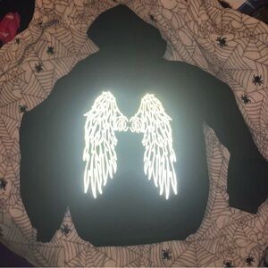 NEW ANGEL WING REFLECTIVE BLACK HOODIE